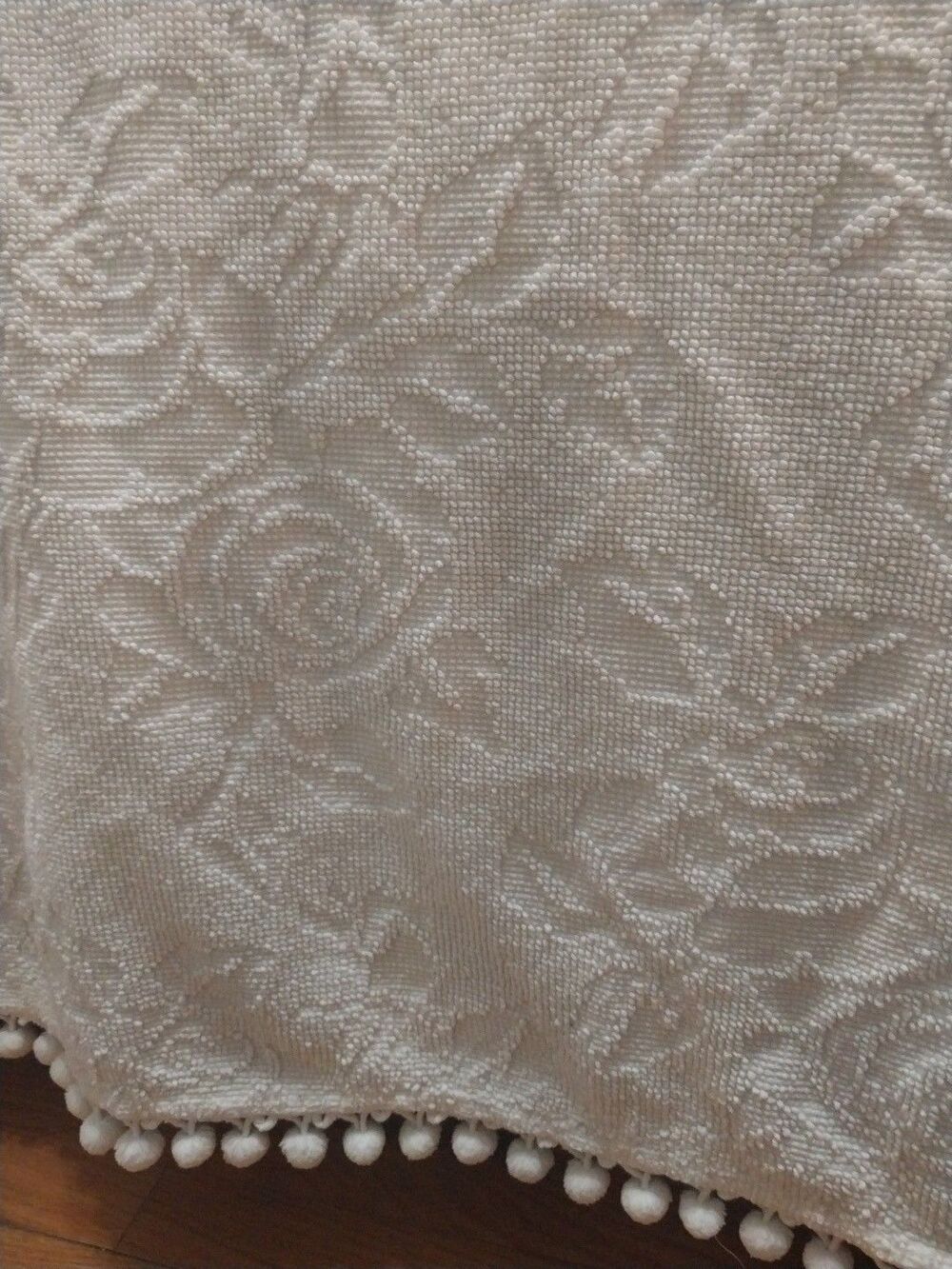 Rare Vintage 100% Cotton Chenille Blanket Floral Rose Pattern King Size 105x90 - Picture 6 of 9